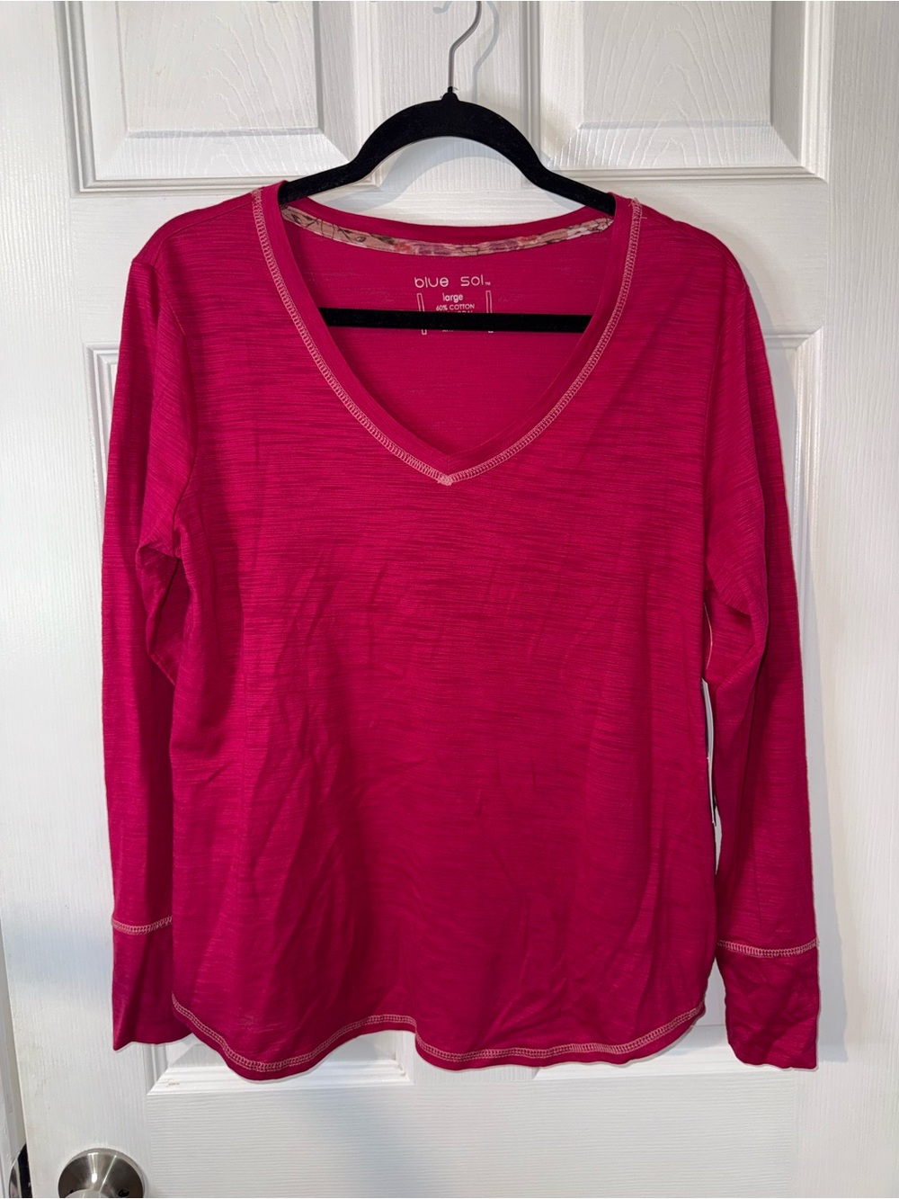 Blue Sol Women’s Light Weight Long Sleeve Neck Magenta Size Large NWT